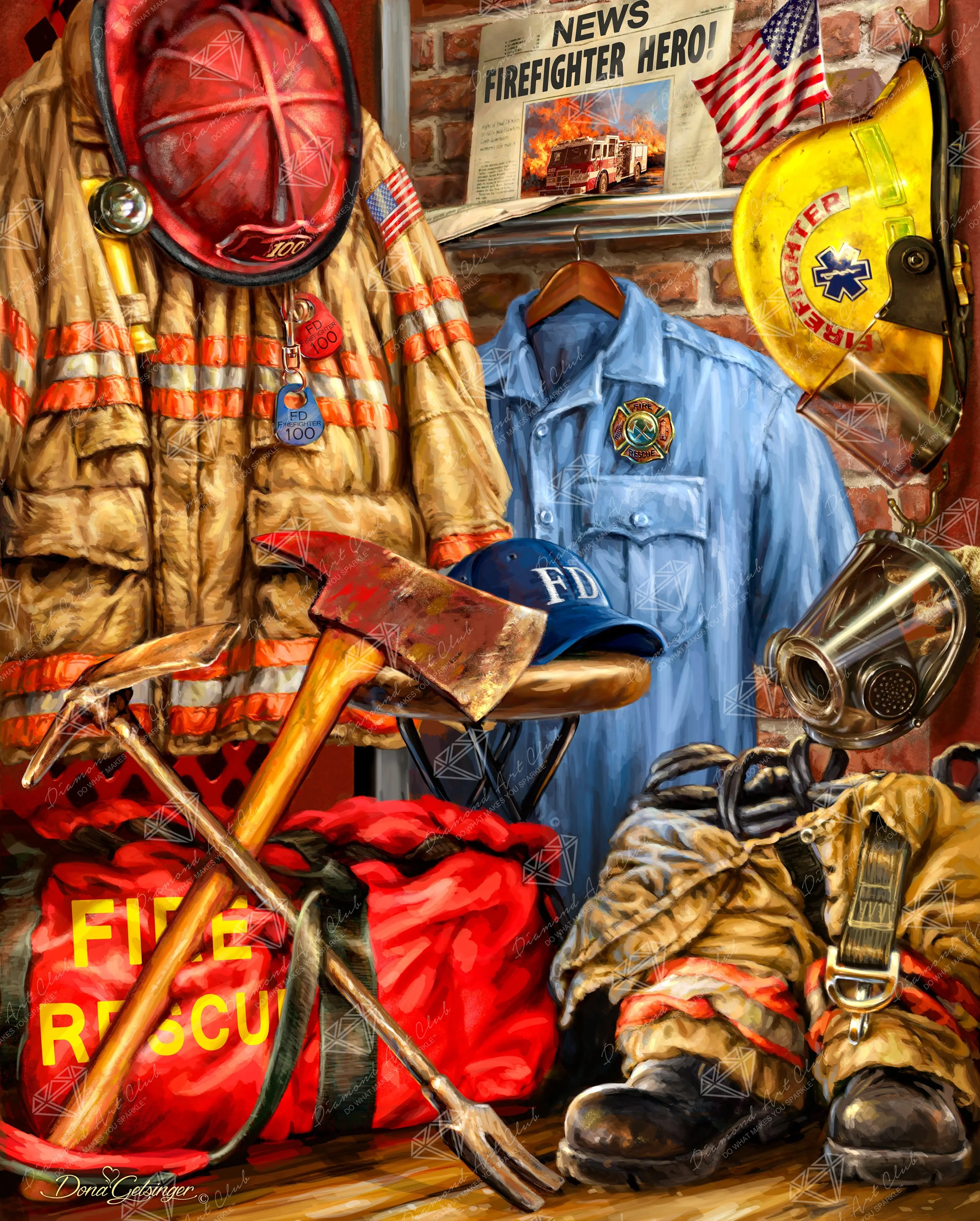 Diamond Art Club® Hometown Hero - Firefighter Diamond Painting Kit