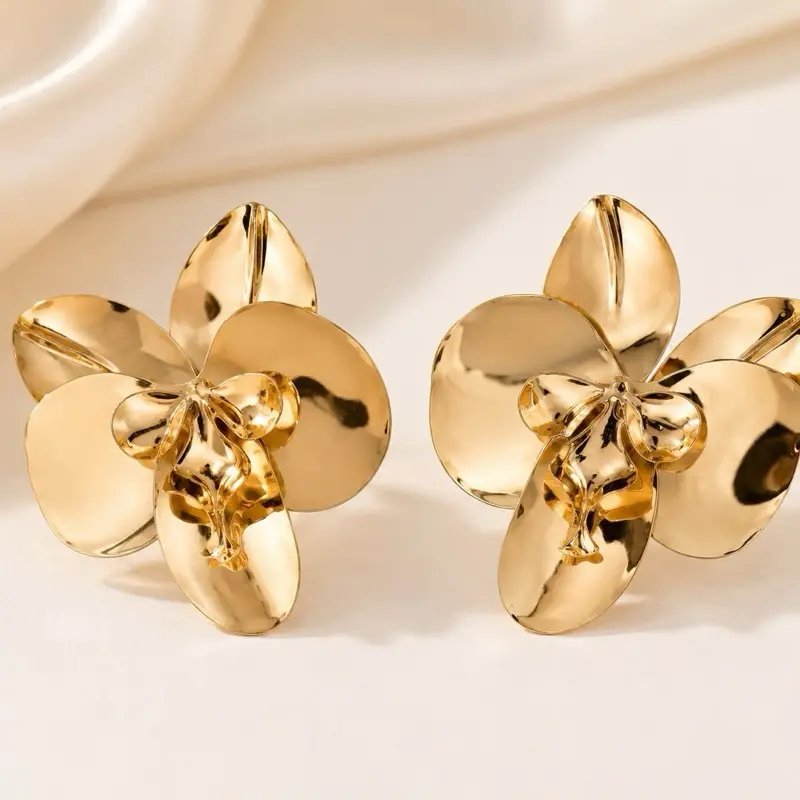 Elegant Orchid Statement Earrings, Large Bold Costume Jewelry Accessory for Casual and Formal Occasions, Female, Floral, Flower Cluster Earrings, 3D Flower Earrings