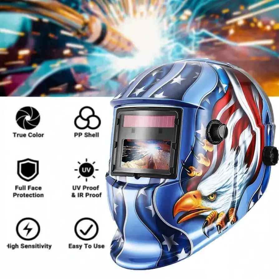 True Color Solar Powered Auto Darkening Welding Hood Helmet For TIG MIG ARC Welding Hood Welder Mask