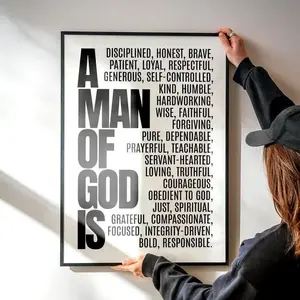 Black White Teen Boy Room Scripture Art College Guy Dorm Religious Wall Decor Bible Verse Poster Youth Boy Modern Christian Bible Verse Art