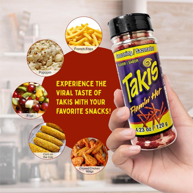 Takis Flamin' Hot Seasoning Dust 90 gr 2 Pack- Flavoring Dust for Fruit, Popcorn, Corn, Chamoy, Polvo De Takis Fuego, Chili Powder & Wing Seasoning