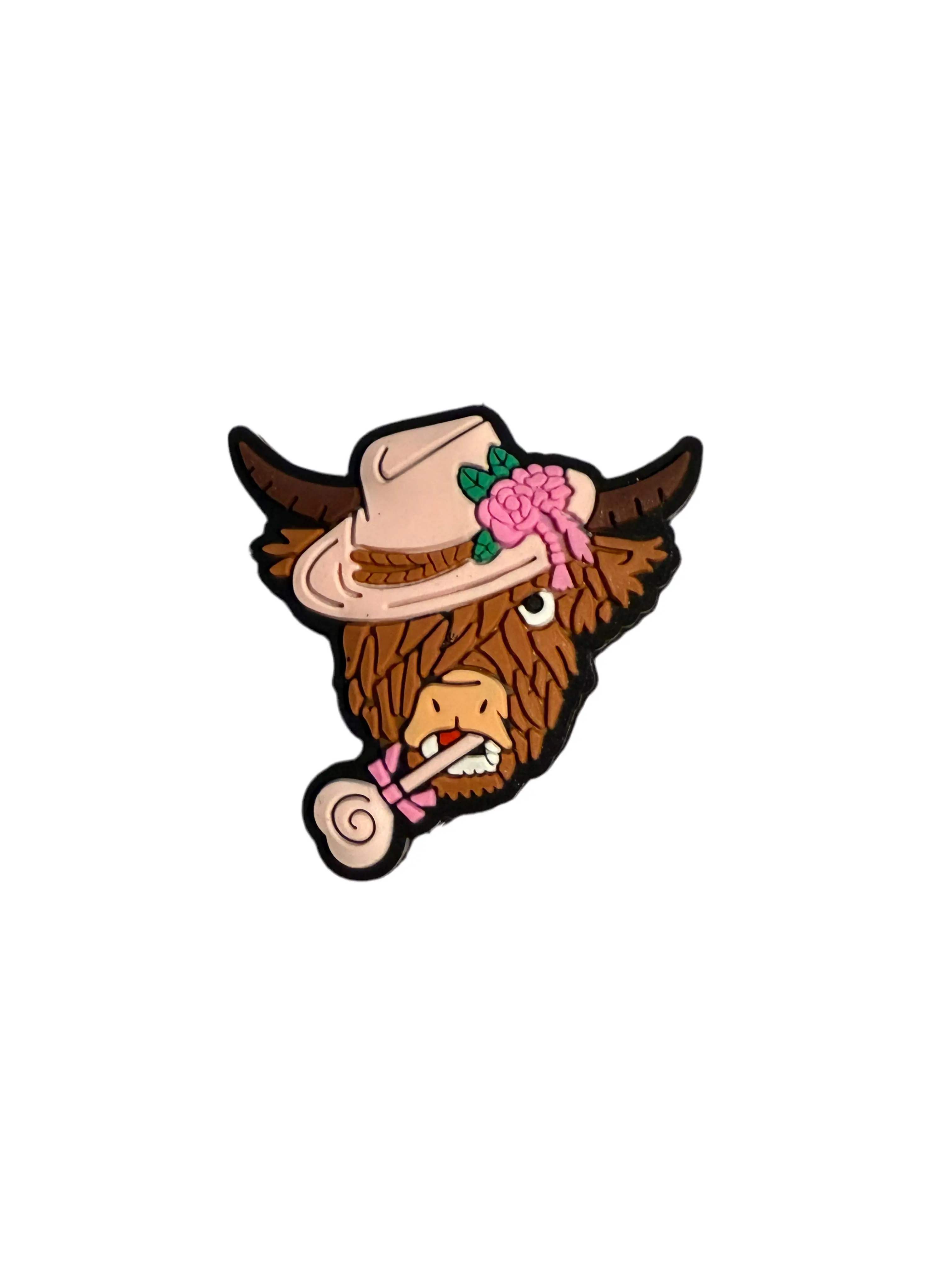 F/A19- (1)PC 1.1" Highland Cow W/Cowgirl Hat/Lollipop Focal Bead for DIY Keychains, Wristlets, Cup Charms, Car Charms ETC