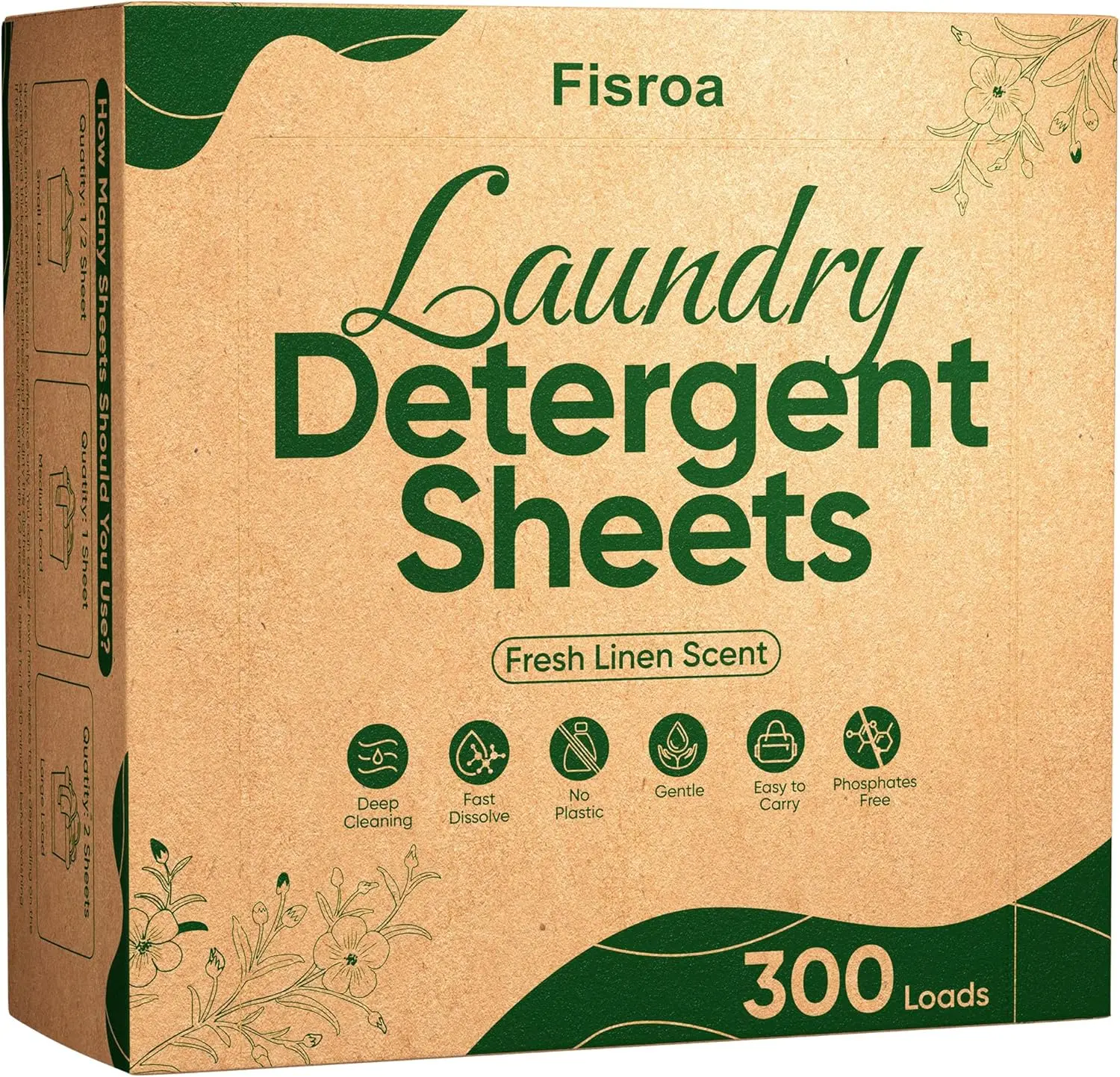 300 Loads Travel Laundry Detergent Sheets Fisroa Eco-friendly Washing Detergent Sheets