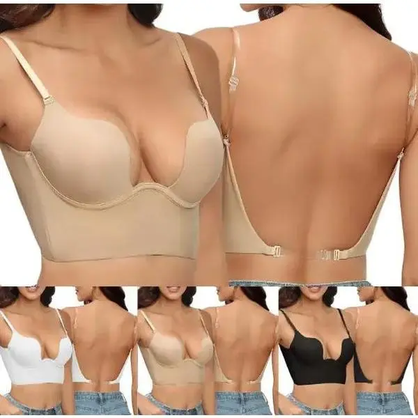 Plunge Backless Corset Bra