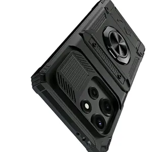 Fit Moto G 5G 2025 Phone Card Case Half-Wrapped Tough Kickstand Shockproof Wallet with Card Holder for Motorola G 2025 Cover