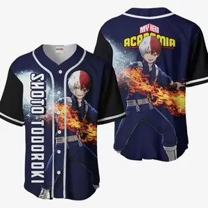 My Hero Academia Shoto Todoroki Baseball Jersey  Retro Summer Trendy Anime Jersey Shirt Gift For Anime Lover, Jersey Outfit, Anime Baseball Jersey Merch, Manga Jersey Shirt For Anime Fan