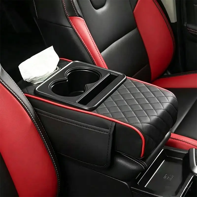 5-in-1 Multifunctional Car Armrest Box Cover - Tool Organizer Accessory with Cup Holder, Phone Slot, Storage Pocket, Tissue Holder for Car Center Console