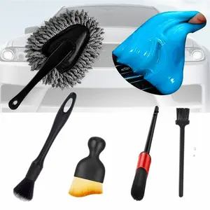 Car Interior Duster Detail Brush Cleaning Gel Kit, Detailing Brush Set, Soft Dash Vent Dusting Putty Detailing Brushes Accessories Supplies Tools for Auto, Truck, SUV, RV