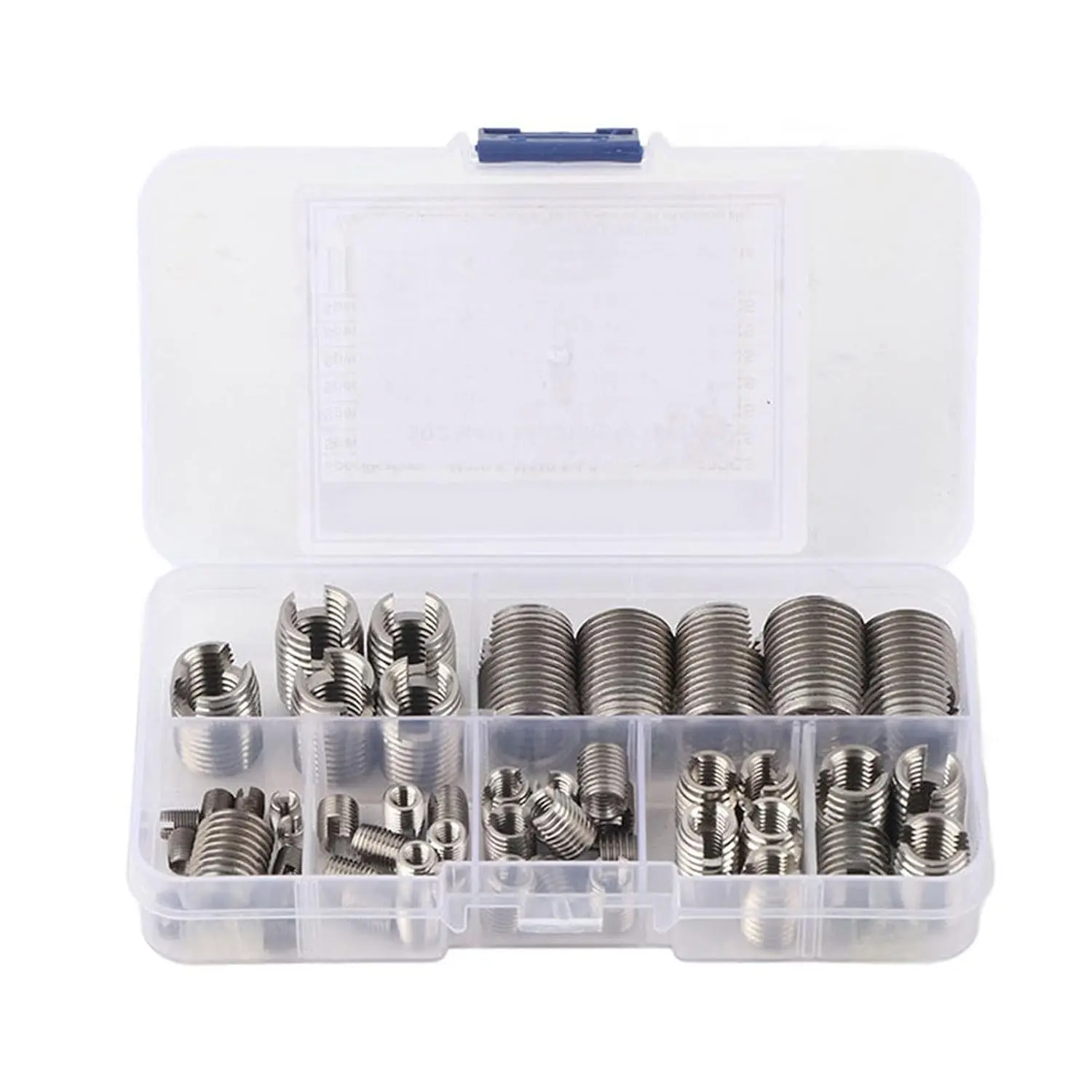 50 Pcs Threaded Inserts, Stainless Steel Inner Thread, self Tapping Insert Set with Storage Box, M3/M4/M5/M6/M8/M10/M12/M14/M16