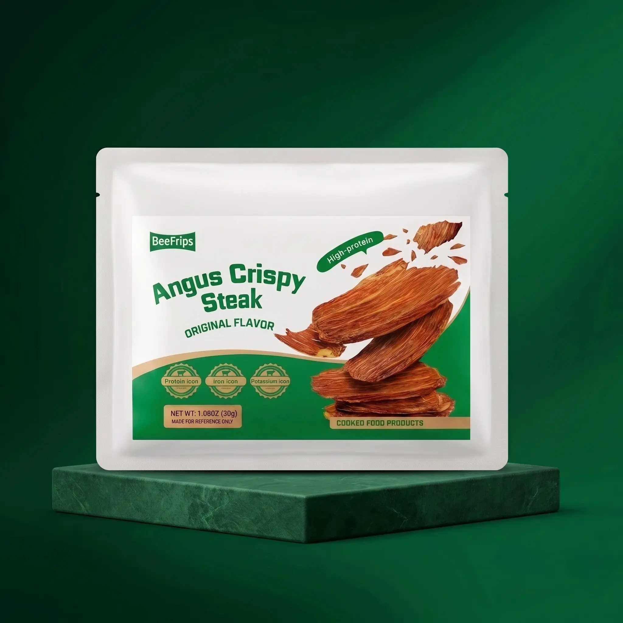 Beefrips Angus Pure Beef Jerky Crisps - Crispy Beef Chips Snack, Original/Cumin/Spicy Flavors, 54.5g Protein per 100g, Halal, Single Serve, Ambient, Clean Ingredients, 0 Additives, Keto & Carnivore Friendly, High Protein Gym Snack