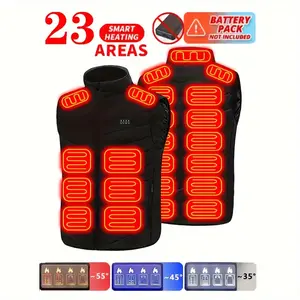 Men's Smart Heated Vest, Couple Model, 4 Switches Control 23 Zones Heating, Zipper Details, Suitable For Autumn And Winter Outdoor Activities Outdoor Warmth Sports Electric Heating Vest USB Power Supply Heating Vest Warm [Power Bank Not Included]