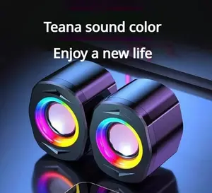 [Half price for new stores]Computer Speakers With Colorful RGB Lights, USB Powered 3.5mm Aux- In Mini PC Speakers, Crystal Sound Portable Speaker For Desktop Laptop Monitor Black Audio Smartphone