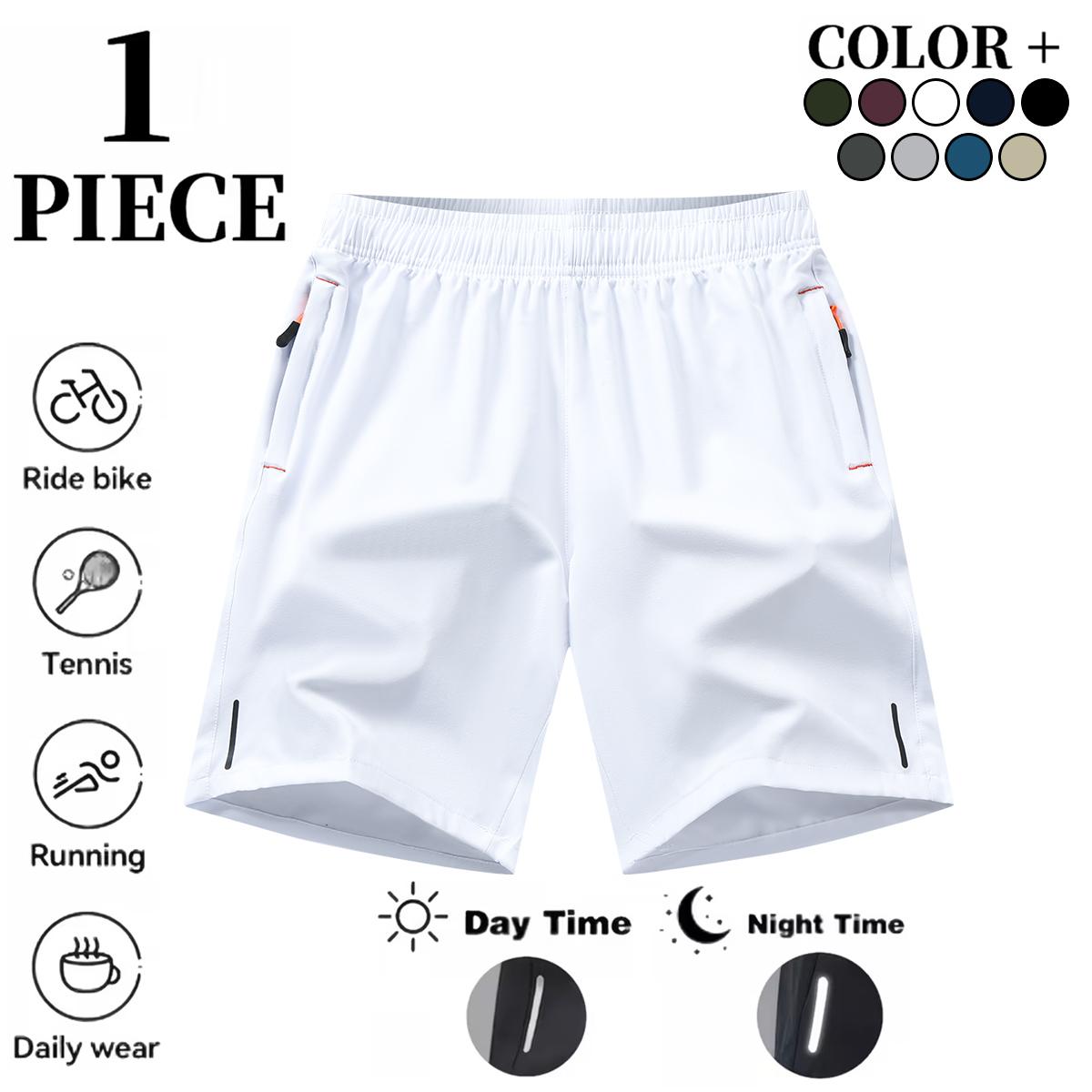 Men's Lightweight Reflective Running Shorts Quick Dry Athletic Shorts for Men, Breathable Gym Workout Sports Shorts with Reflective Stripes, Fitness Shorts for Night Running