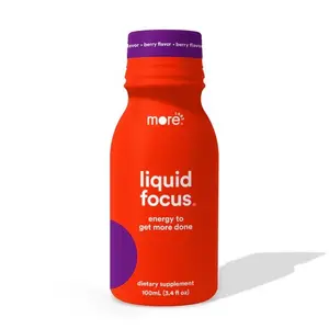 Liquid Focus by More Labs - Clean Energy & Nootropic Drink for Focus, Productivity, Memory and Motivation with Caffeine & L-Theanine - Berry Flavor