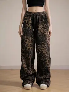 Women's Leopard Print Wide Leg Pants, Casual Comfy Cheetah Print Trousers for Daily Wear, Ladies Bottoms for All Seasons, Womenswear