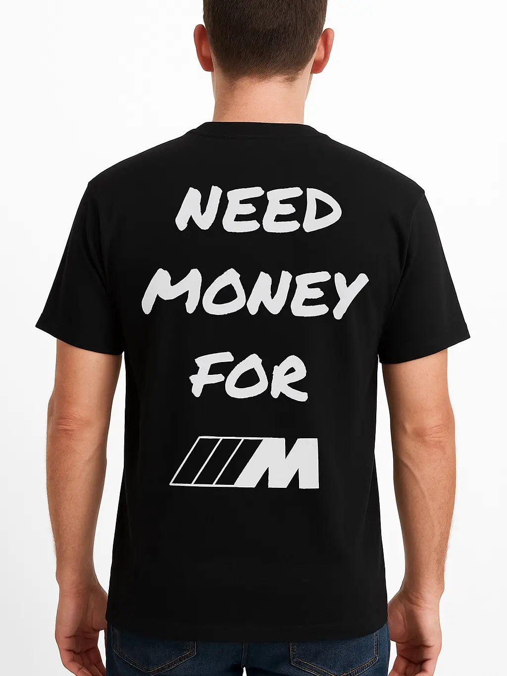 Men's Need Money for M (Bmw) Short Sleeve Graphic Tee, Regular Fit Casual Round Neck T-shirt for Daily Wear, Men's Streetwear Top for All Seasons