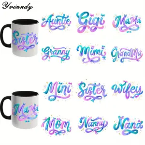 12PCS/SET Family Letters DIY UV Transfer Paper Set - Waterproof Sticker Adhesive Vinyl Transfer Paper For Cups, Bottles, Laptops, Vinyl Stickers