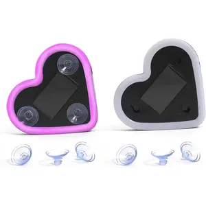 2Pcs Solar Powered Heart Light for Car, LED Wireless Ambient Lamp with 6 Modes & Vibration Sensor Can Automatically Power The Light On, Romantic Ambient Gift for Couples (Pink)