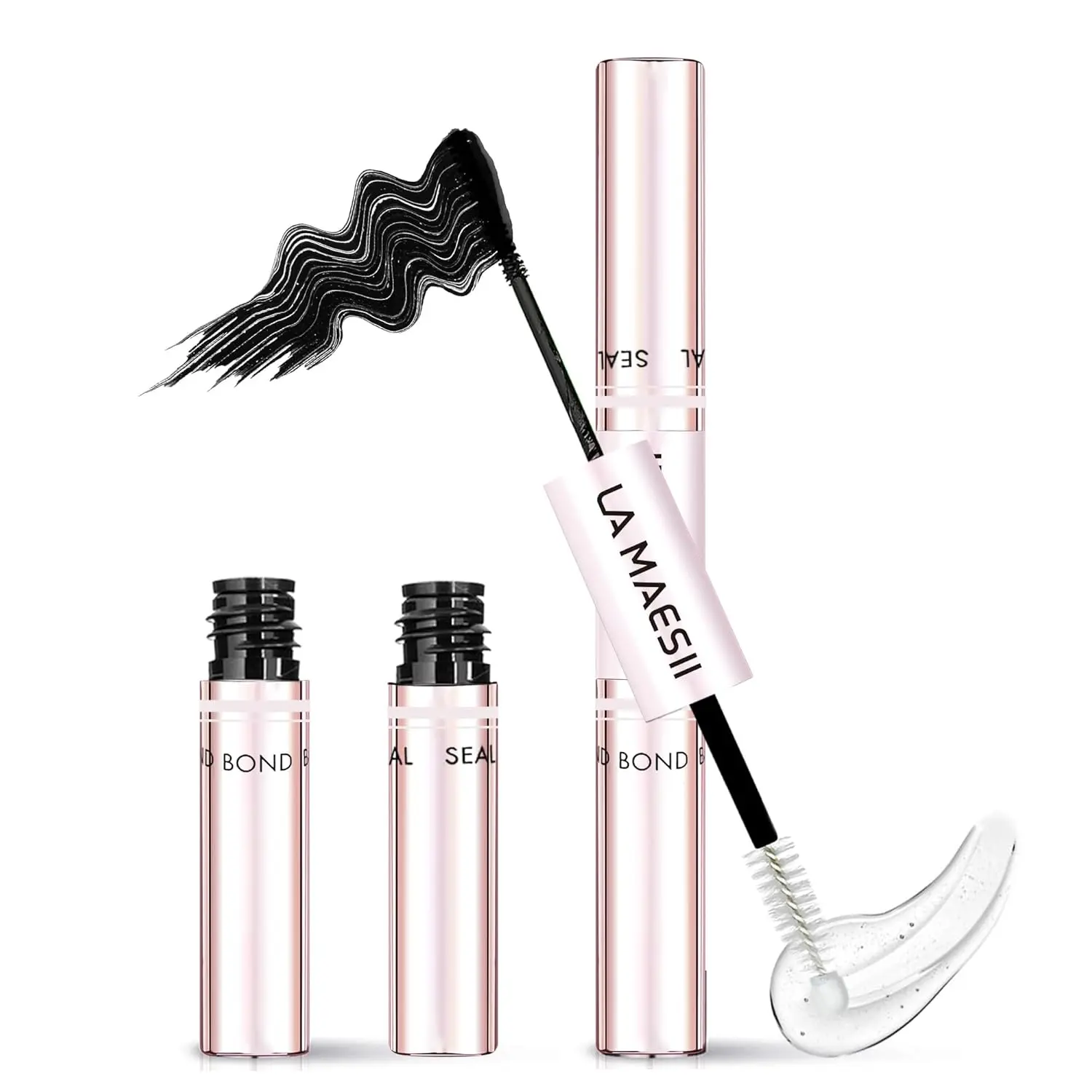 La Maesii 2-in-1 Lash Bond and Seal, Strong Hold Eyelash Adhesive for DIY Home Application, 10ml, La Maesii Lash Bond And Seal, Cosmetic, Lash Cluster