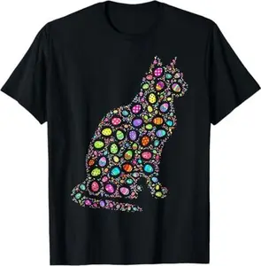 Happy Easter Day Cat Eggs Funny Matching Men Women Kids T-Shirt