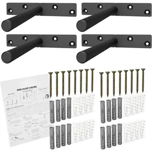 Heavy Duty Floating Shelf Bracket | 6-Inch Floating Mantel Mount, Blind Shelf Supports, and Anchors | Floating Shelf Hardware for  and Office Decor | Fireplace Mantel Brackets (4 Pack)