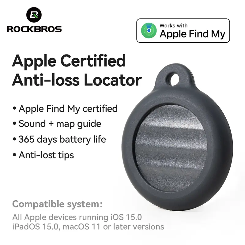 ROCKBROS Portable Anti-Lost Bluetooth Tracker Gadget - 1 Count (iOS Only) Commuter Monitor with Official Chip, Alarm, Left-Behind Alert, Anti-Lost Tips for Cycling Keys, Luggage, Wallet Carry Tag