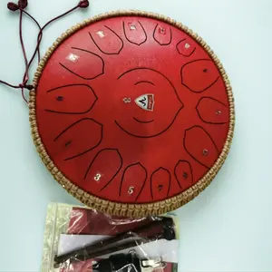 Red Lotus 15 Note Steel Tongue Drum Handpan | Meditation Yoga ASMR Healing Instrument with Mallets