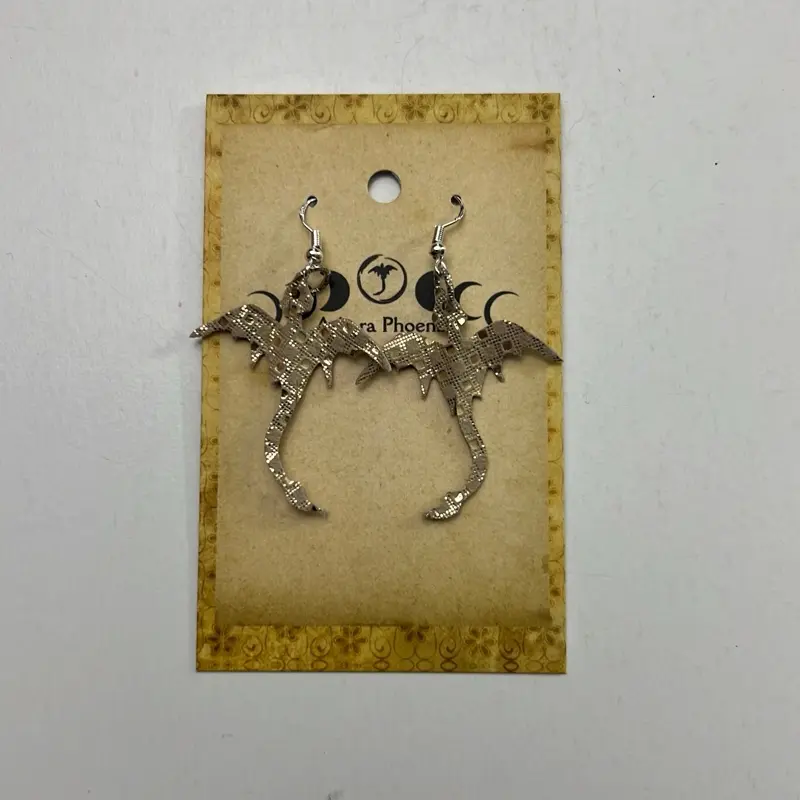 Solar Glyph Golden Dragon Earrings Mini