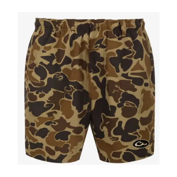 Drake Old School Duck Camo Shorts | Waterfowl Hunting Shorts | Vintage Duck Camo Shorts | Marsh Hunting Apparel | Classic Hunting Shorts | Men's Outdoor Shorts | Flyway Waterfowl Gear | Blind Hunting Outfit | Wetland Camouflage Shorts | Gift for Him