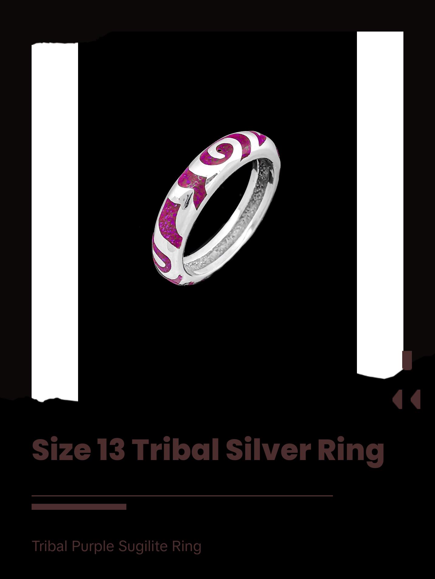 Size 13 - 925 Sterling Silver Tribal Ring • Sugilite Gemstone • Navajo Handmade • Purple Native American Ring