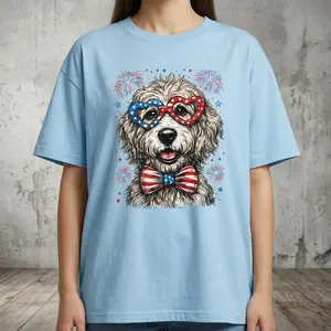 Patriotic Goldendoodle 4th of July Shirt - Cute USA Flag Dog Tee for Independence Day