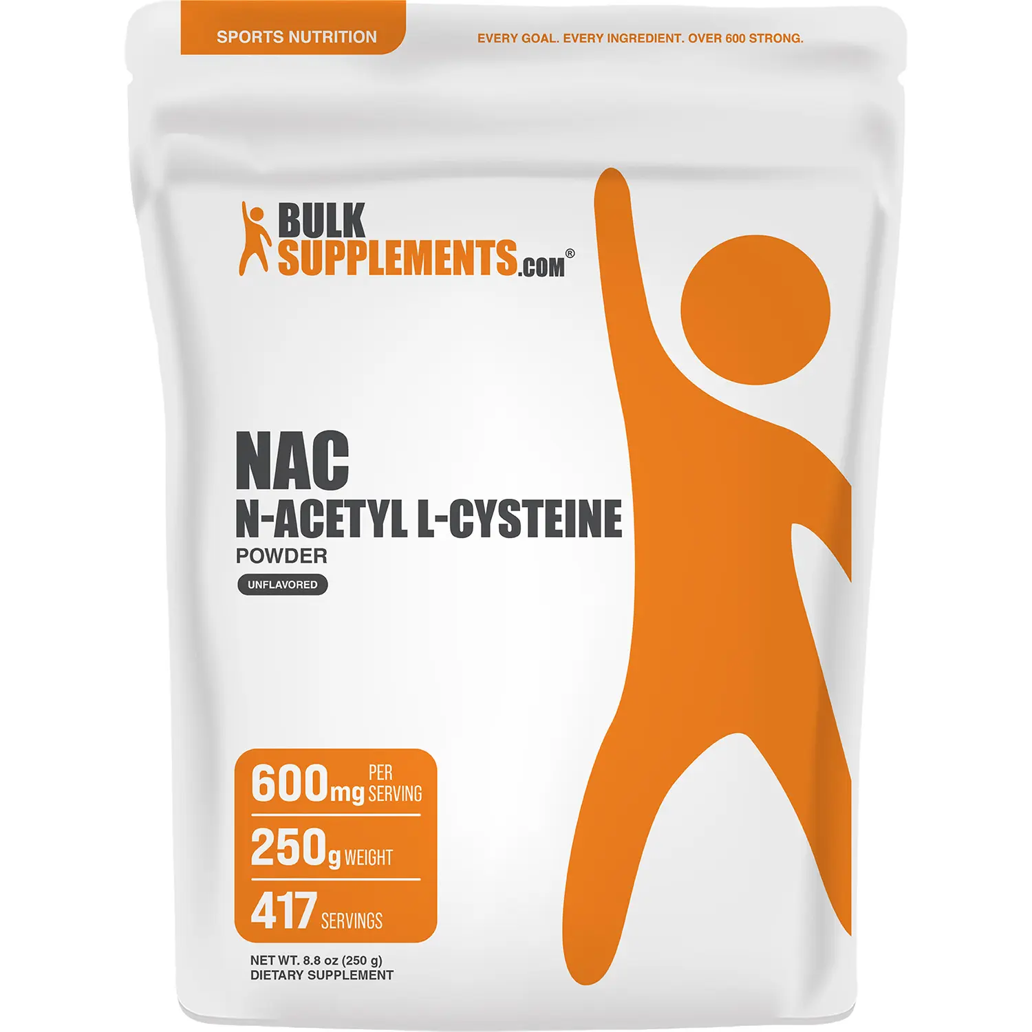BulkSupplements - NAC N-Acetyl L-Cysteine Powder - Antioxidant - Liver Health - 250g - 600mg per Serving