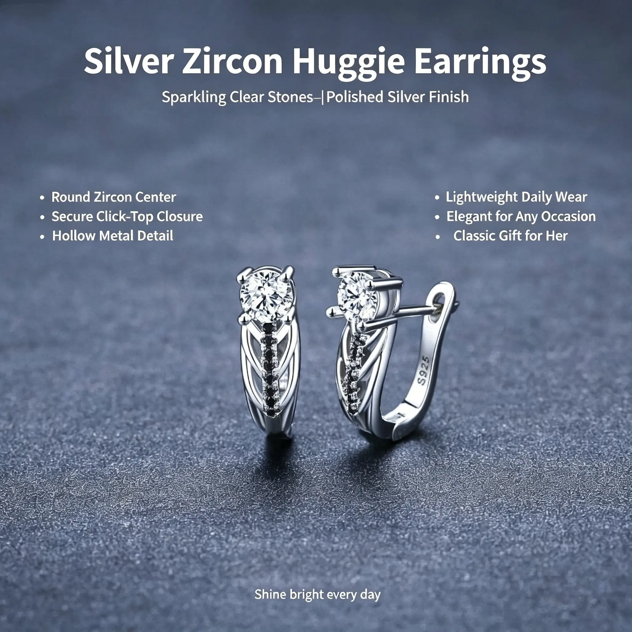 Women's Natural Style Artificial Zircon Earrings in Black, Copper Hoops with a Round Zircon Center and Single Row Hollow Metal Detail, Copper Plated, Cubic Zirconia Earrings, Mini Metal Earrings