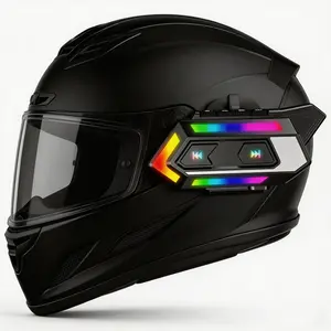 Jyd C10 Motorcycle Helmet Bluetooth-compatible Headset, RGB Lights, Voice Assistant, 1000mah Battery, 30h Playtime, Low Latency Hi-Fi Sound, Ipx5, Motorcycle Accessory