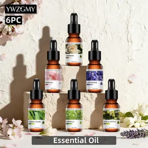 6pc Aromatherapy Essential Oils Set, Flower & Fruit Scents, 10ML Per Bottle, Total 60ML, Ideal for Candles, Humidifiers, Home Diffusers, Car Air Fresheners, Holiday Gifts