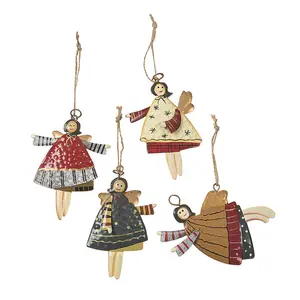 Dancing Angel Metal Christmas Ornaments - 12 Pc.