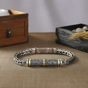 Full Silver s925 bracelet Sterling silver bracelet Men's bracelet can be worn open send boyfriend send dad birthday holiday gift Silver weight 28g /0.98 oz