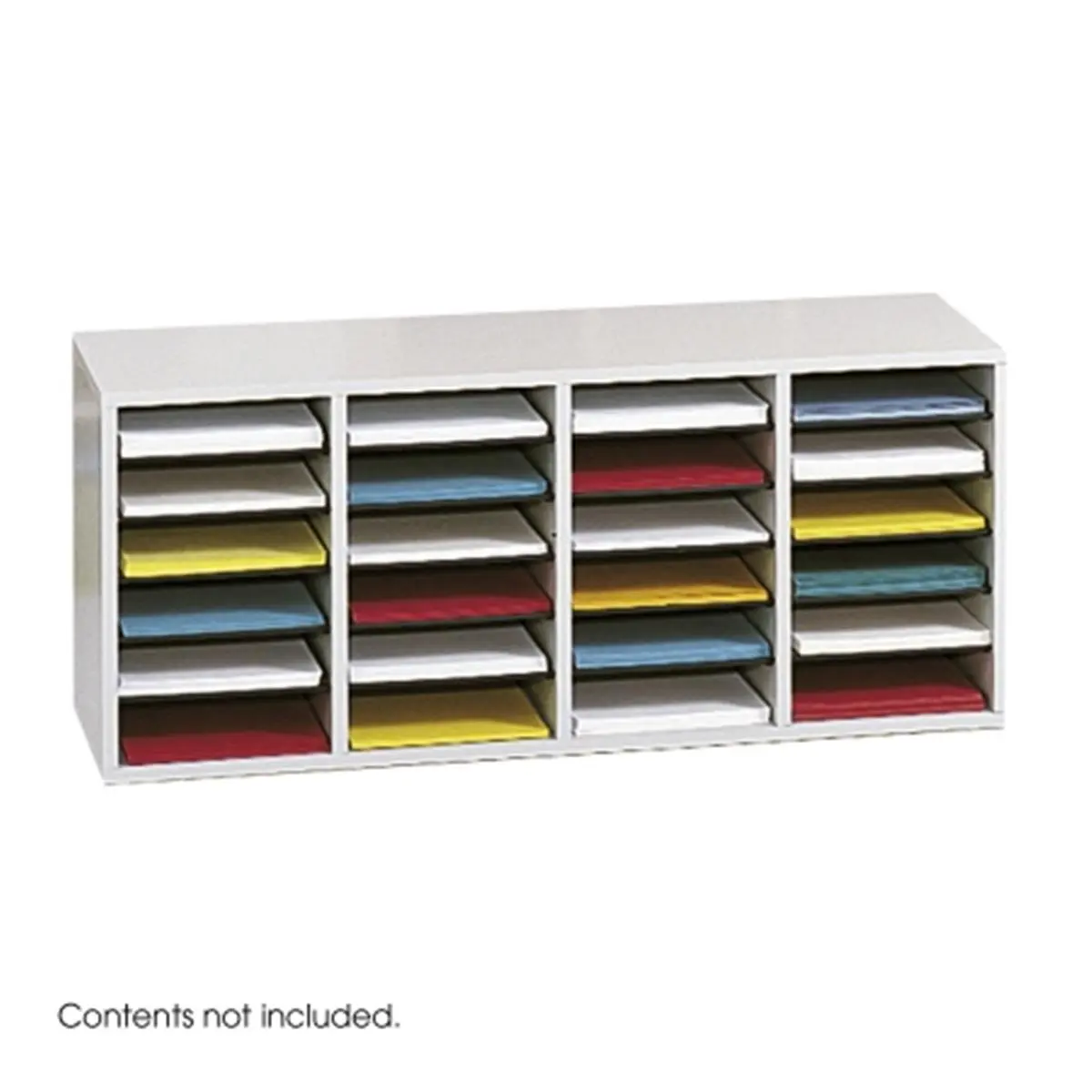 Safco 9423GR Gray Hardboard Adjustable Literature Organizer - 24-Compartment Freestanding Cabinetry for Organizing Personal Mementos, 3-Ring Binders