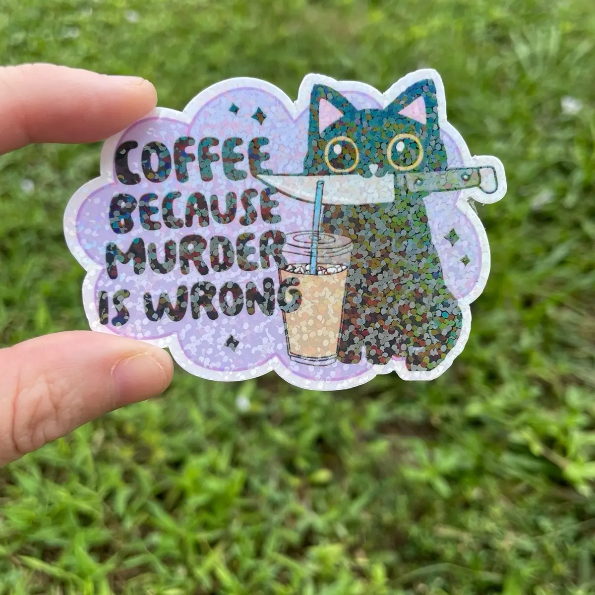 Coffee murder cat sticker