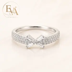 EVA CZ Bow Stackable Ring for Women, Dainty Promise Ring, Minimalist Fashion Band, Elegant Daily Jewelry, Birthday Gift for Her