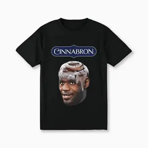 Men's Cinnabon LeBron James Meme Casual Round Neck Short-Sleeve Streetwear T-Shirt, Unisex Essential Soft Top, Relaxed Everyday Wear