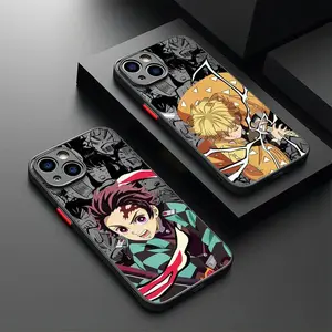 Japan Anime D-Demon Slayer Black Matte Transparent Phone Case for iPhone 17 Air 16 15 14 13 12 11 Pro Max Plus