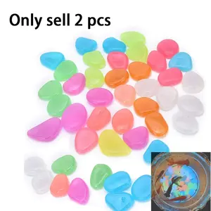 2PCS Colorful Glow-in-the-Dark Garden Stones Night Guide Pebbles Rainbow Glow in the Dark Rocks Outdoor Luminous Stones Aquarium Rocks for Garden Path Walkway Yard Fish Tank Decor (200, Colorful)
