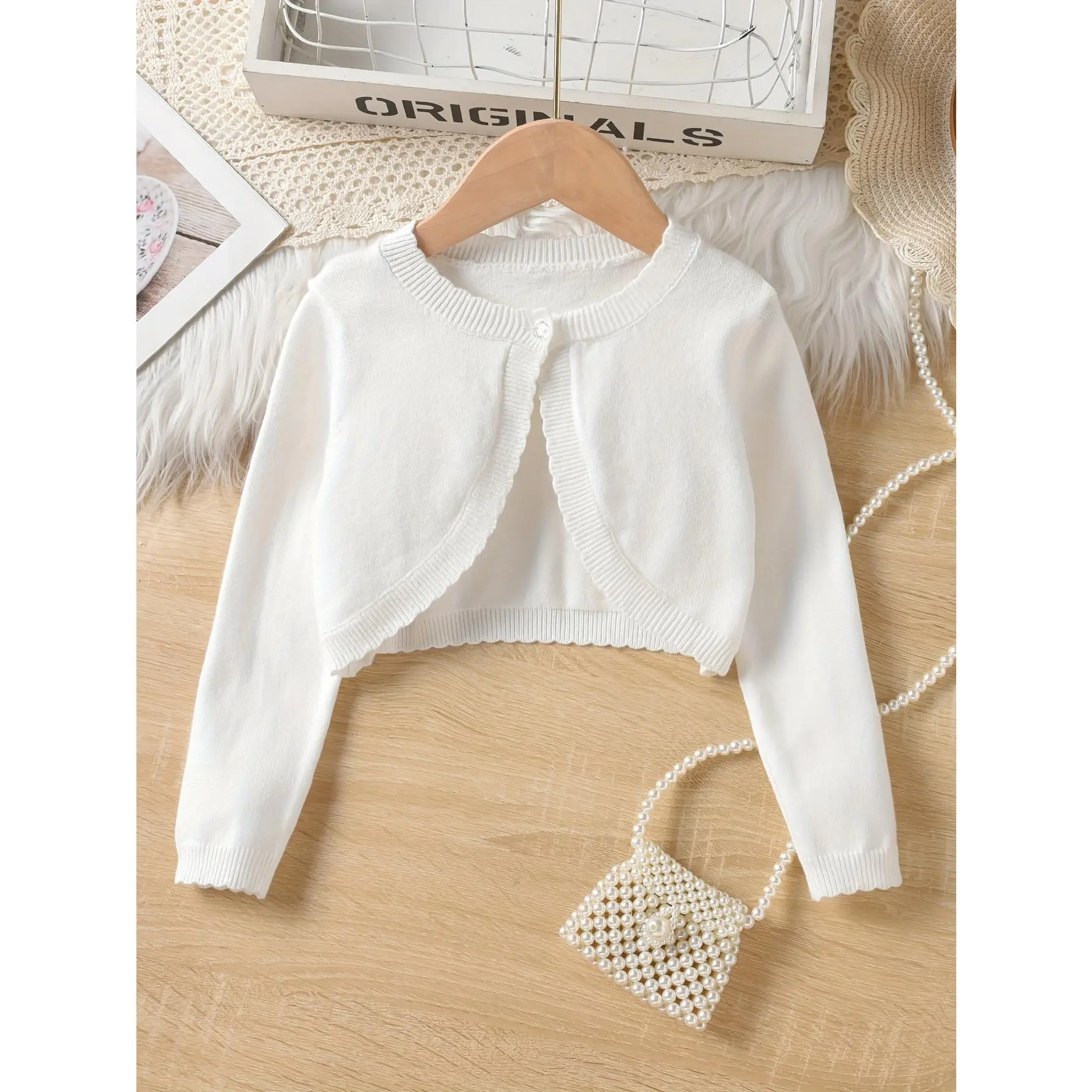 [Knitted Cardigan] Knitted Cardigan |             Girls' Shawl for Spring And Autumn, Young Children, Older Kids, Solid Color Versatile Short Jacket