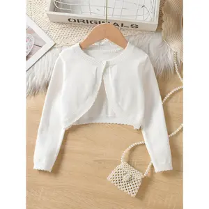 [Knitted Cardigan] Knitted Cardigan |         Girls' Shawl for Spring And Autumn, Young Children, Older Kids, Solid Color Versatile Short Jacket