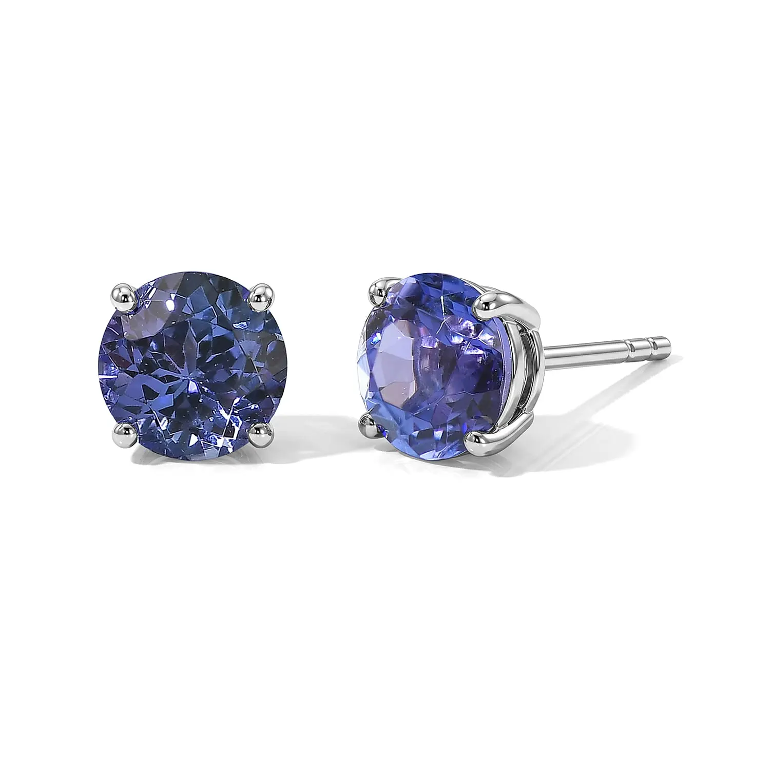 Luxoro 10K White Gold Premium Tanzanite Stud Earrings 1.80 ctw