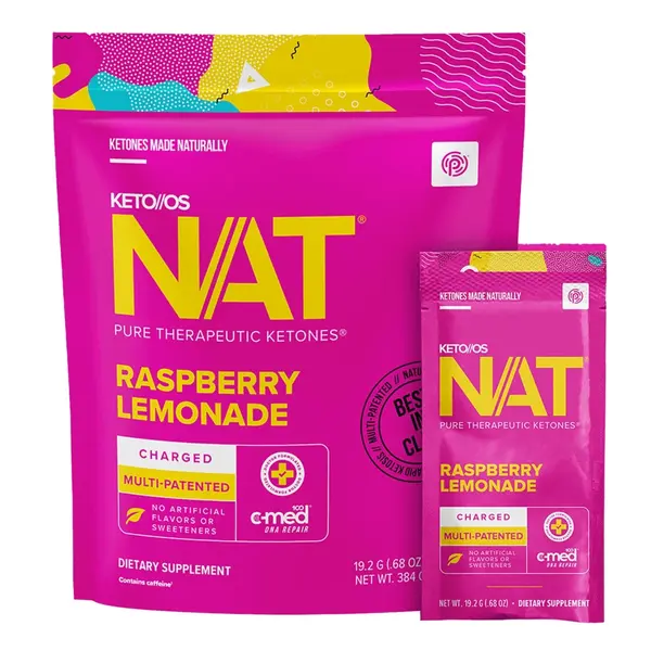Pruvit Keto OS NAT Charged Raspberry Lemonade Drink Mix 20 Pack
