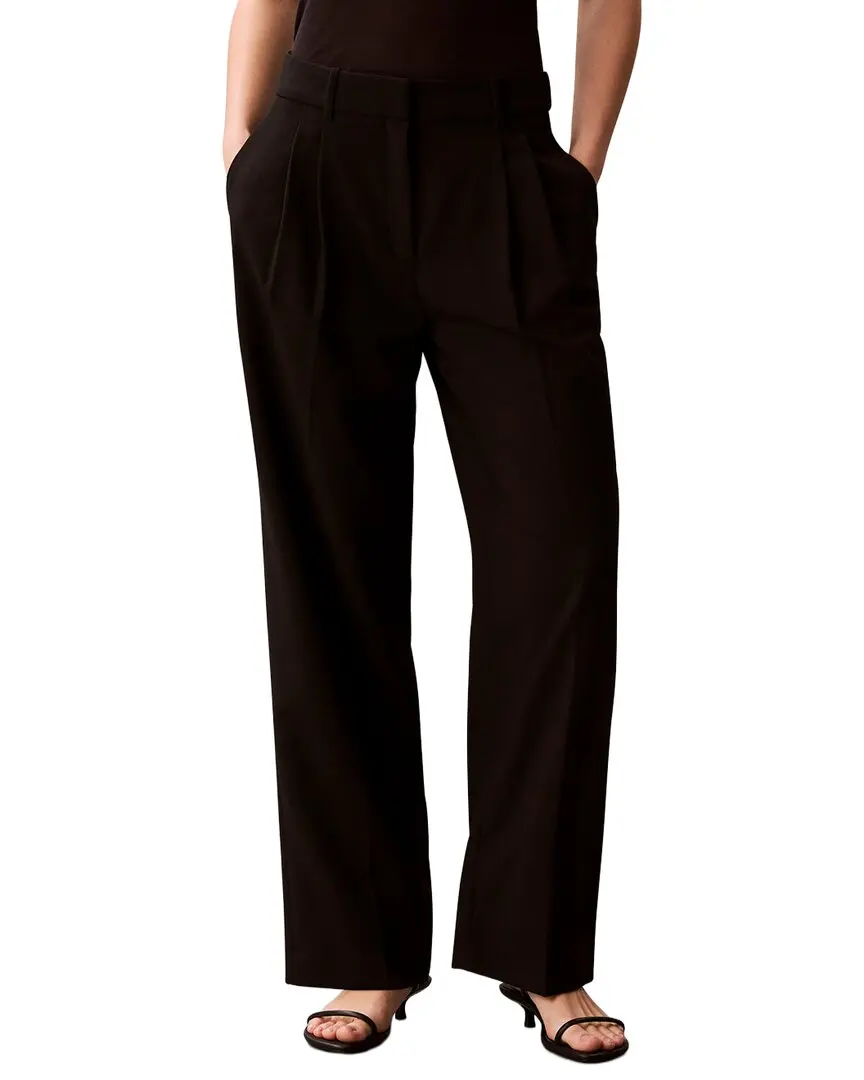 Calvin Klein Smooth Stretch Pleated Wide Leg Pant