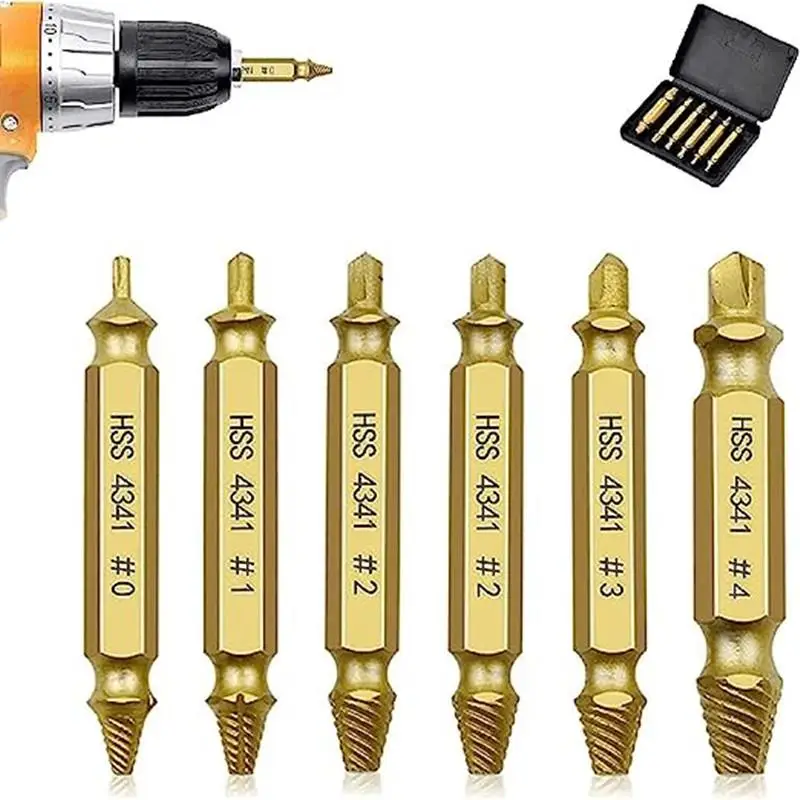 1 Set Damaged Screw Extractor Kit, Damaged & Stripped Screw Extractor Set, Hassle-Free Broken Bolt Extractor and Screw Remover Set, Professional Tool