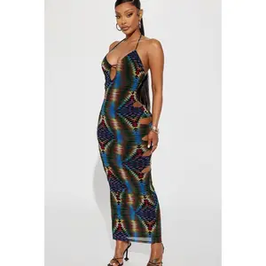 Madalynn Mesh Maxi Dress - Green/combo